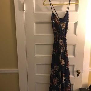 Lulus floral navy wrap dress